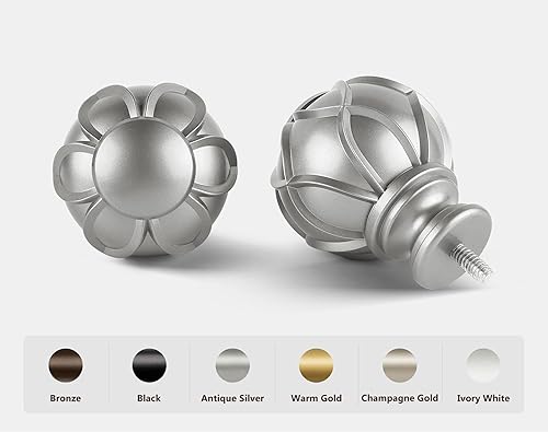 Miniatura 2 de KAMANINA Barras de cortina para ventanas, barra de cortina de plata antigua de 32 a 58 pulgadas (2.6-4.8 pies), barras de cortina ajustables