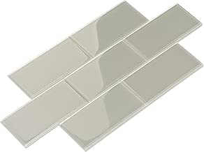 Giorbello Glass Subway Backsplash Tile, 3 x 6, Light Gray, 2 Sq Ft - coolthings.us