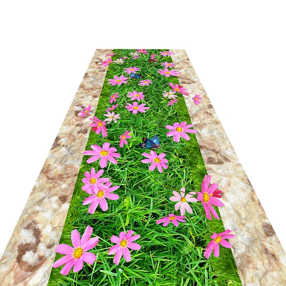 ZXL Nowoczesny dywan wejściowy w kwiaty, salon wystrój domu dywan podłogowy, antypoślizgowy, można prać w pralce, 60 cm/80 cm/100 cm/120 cm szerokości (rozmiar: 120 x 450 cm)