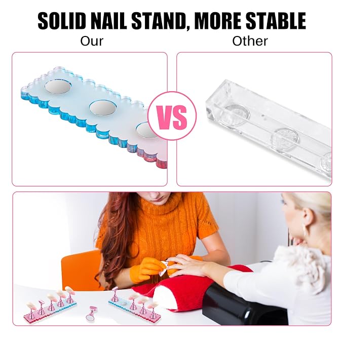 Juego de 2 sets de práctica para uñas, soporte de uñas acrílico, manualidades, herramientas de diseño, accesorios para hogar y salón miniatura 4