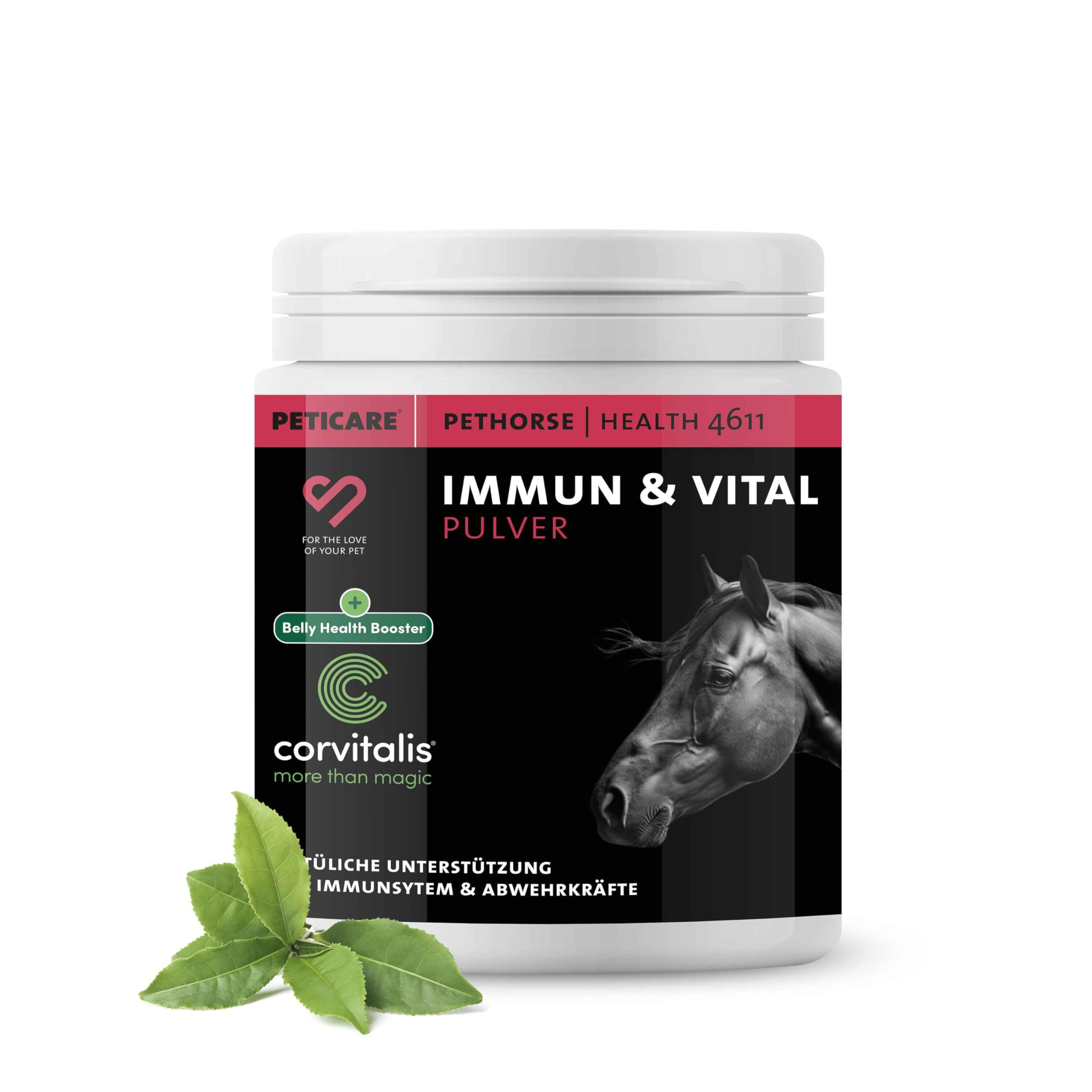 Peticare Poudre Immunité & Vitalité pour Chevaux | Soutient défenses Naturelles & Protection cellulaire | avec Ginseng, échinacée & polyphénols | Complément Naturel | petHorse Health 4611