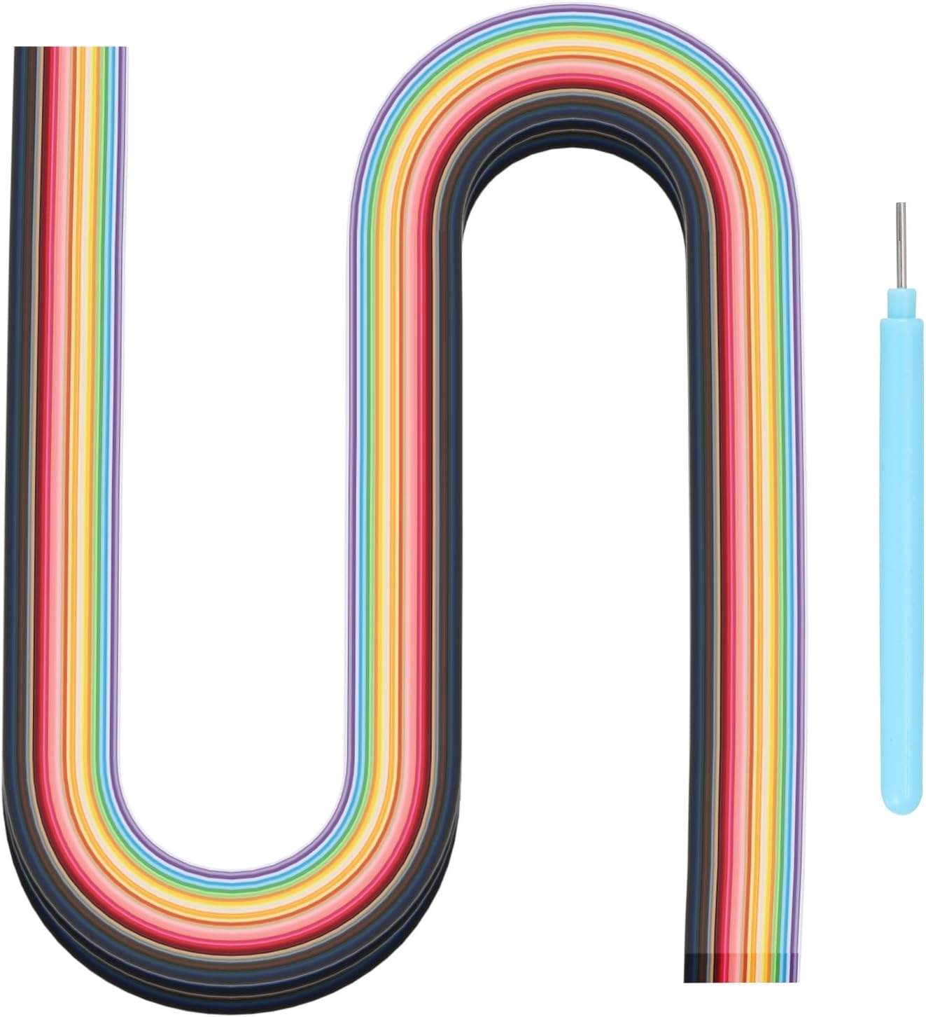 MECCANIXITY Paper Quilling Kit, 21.3 Inch 30mm 36 Colors Paper Quilling Strips with Blue Pen for Beginners DIY Hand Crafts Teaching Tools Flower Decoration(Multi-Colored, Pack of 180)