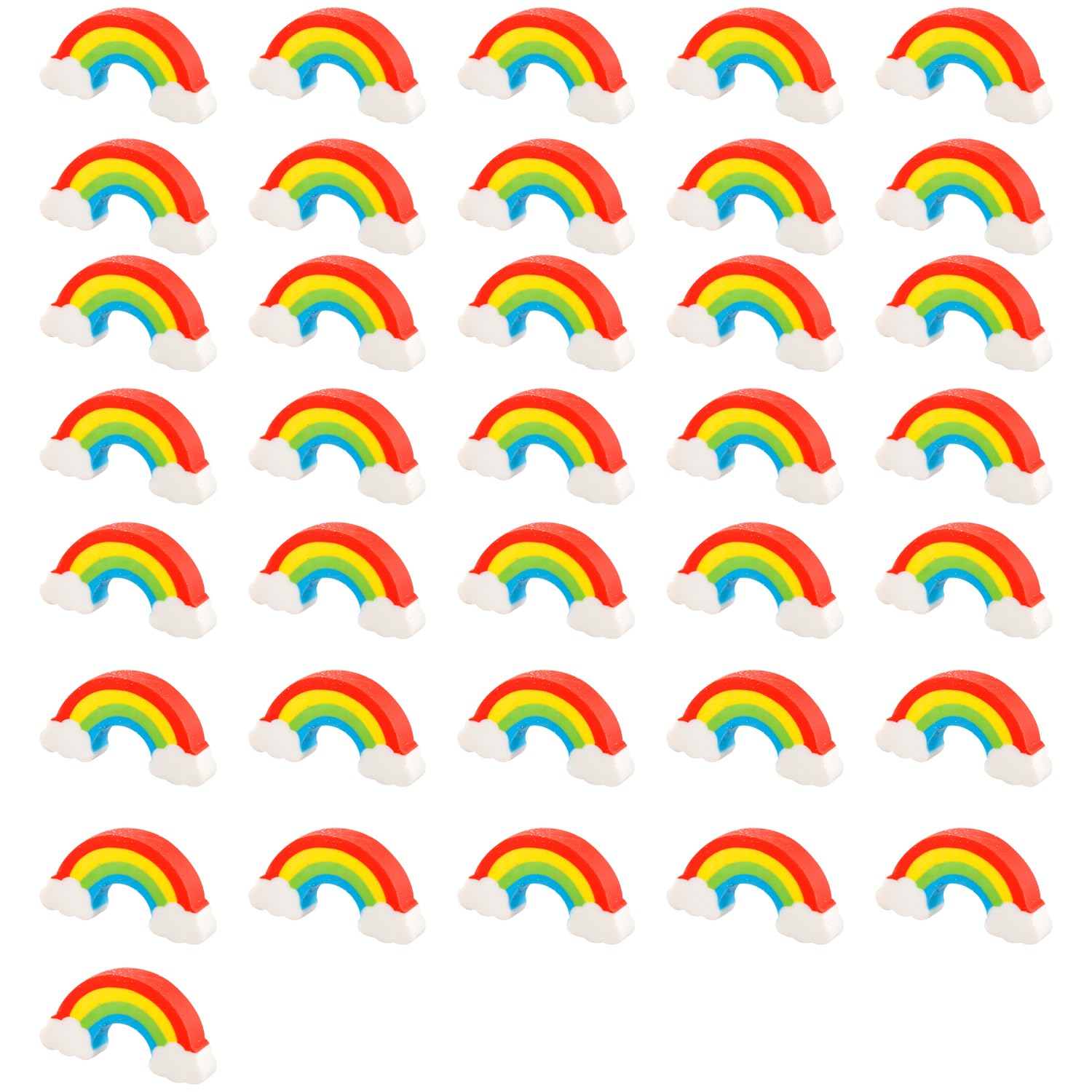 Hopzab 36PCS Rainbow Cloud Erasers, Cute Novelty Stationery for Pencil Mark Removal, Desk Accessories, Vibrant Colours