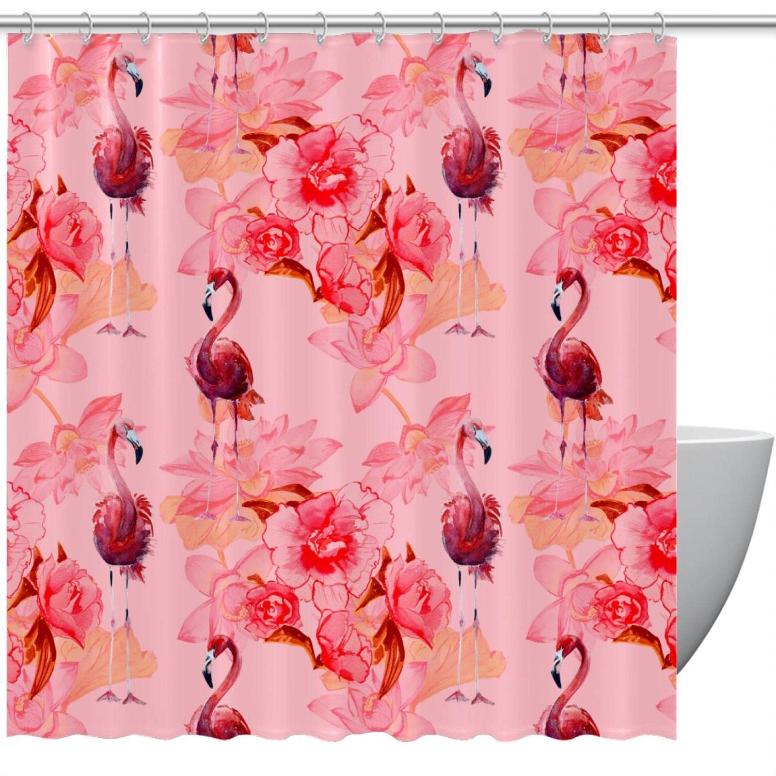 Rideau de douche flamant rose imperméable : fini le sol de bain mouillé
