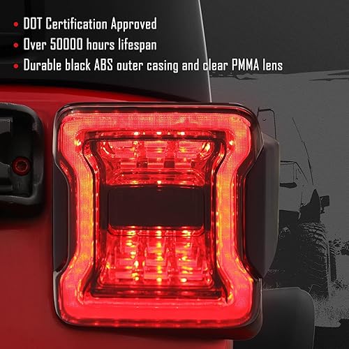 Miniatura 2 de Luces traseras LED para Jeep Wrangler JK JKU 2007-2018, [aprobado por DOT] [lente ahumada] [Plug n Play] Accesorios