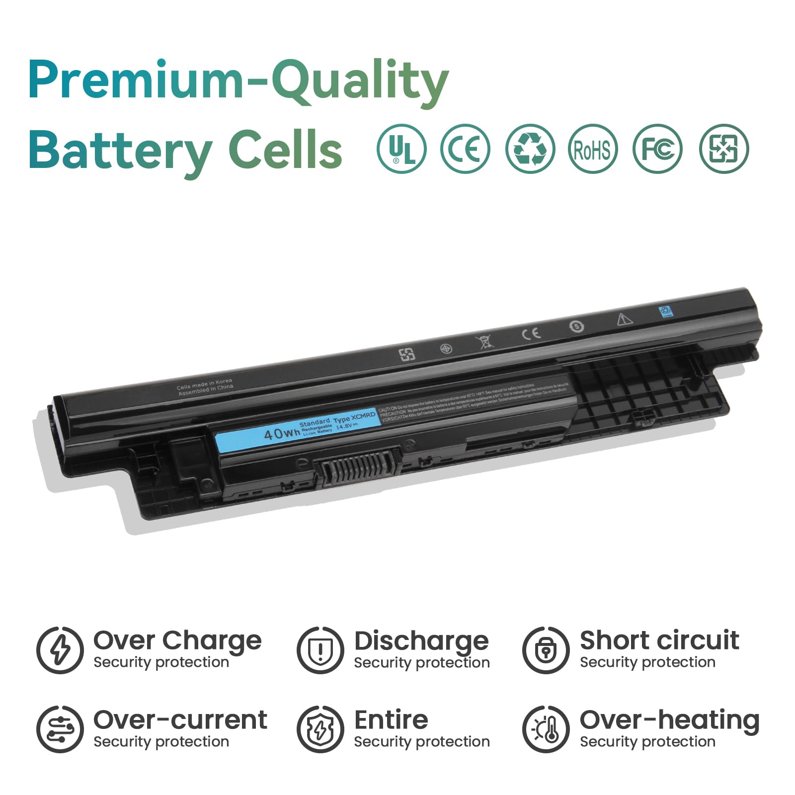 XCMRD Batterie pour Dell Latitude 3440 3540 Inspiron 14 3421 3442 3437 14R 5421 15 3521 3531 3537 3542 3543 15R 5521 5537 17 3721 3737 5748 5749 17R 5721 5737 Vostro 2421 2521 3546 MR90Y 4WY7C 6HY59