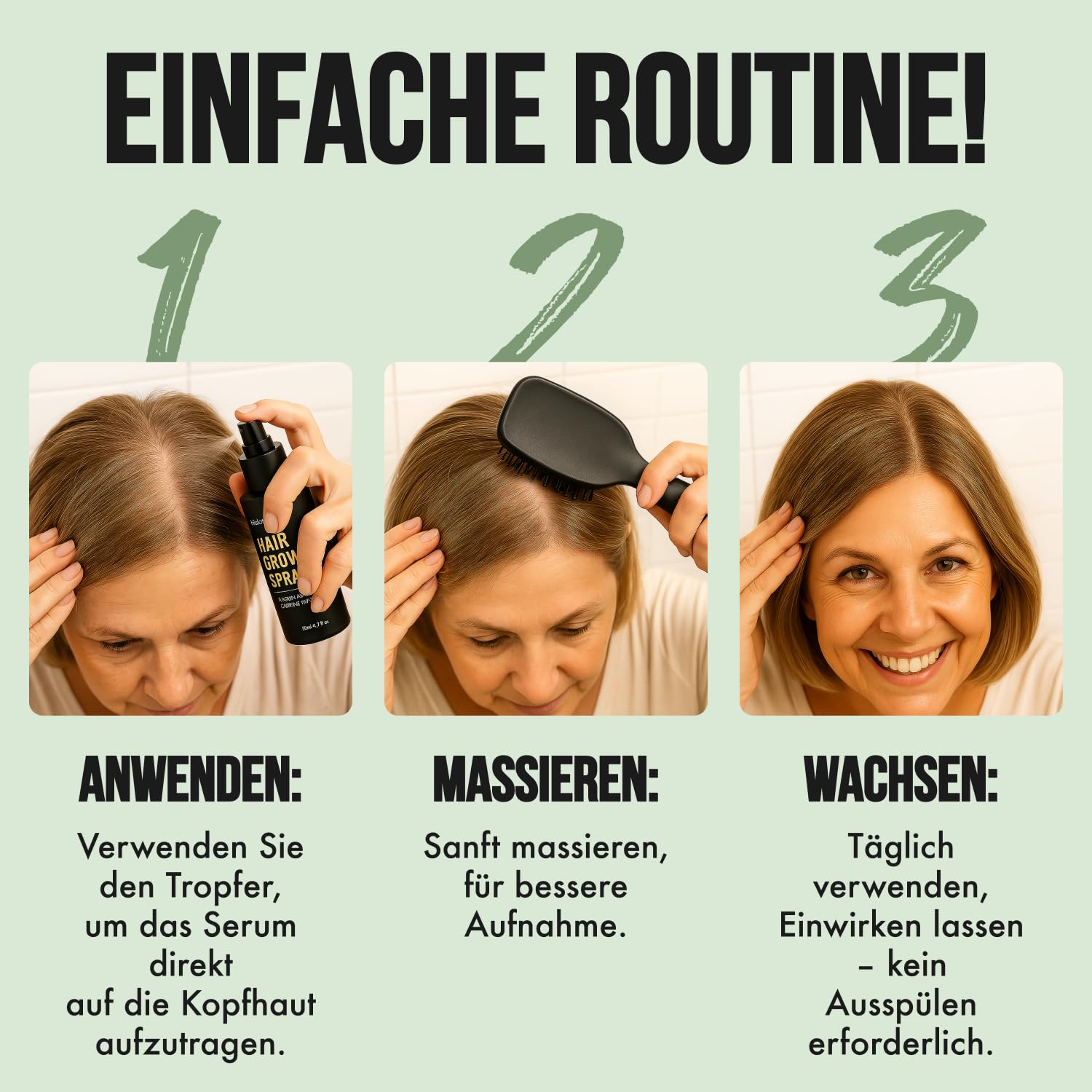 Haarwuchs-Spray – Für Frauen & Männer | Unterstützt das Haarwachstum & kräftiger aussehendes Haar | Mit Biotin, Koffein, Rizinusöl & Aminexil | 1-Monatsvorrat