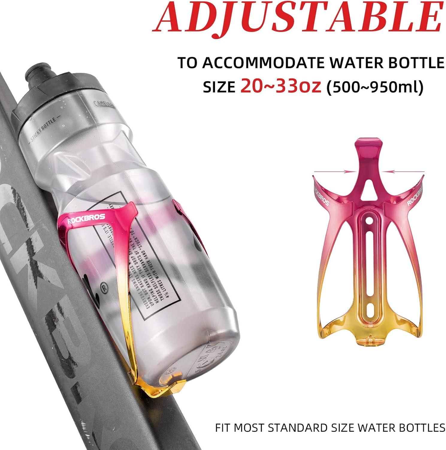 ROCKBROS Bike Water Bottle Holder - Lightweight Aluminum Bike Water Bottle Cage Brackets Adjustable Bicycle Cup Holder for MTB Road Bike : Sports & Outdoors