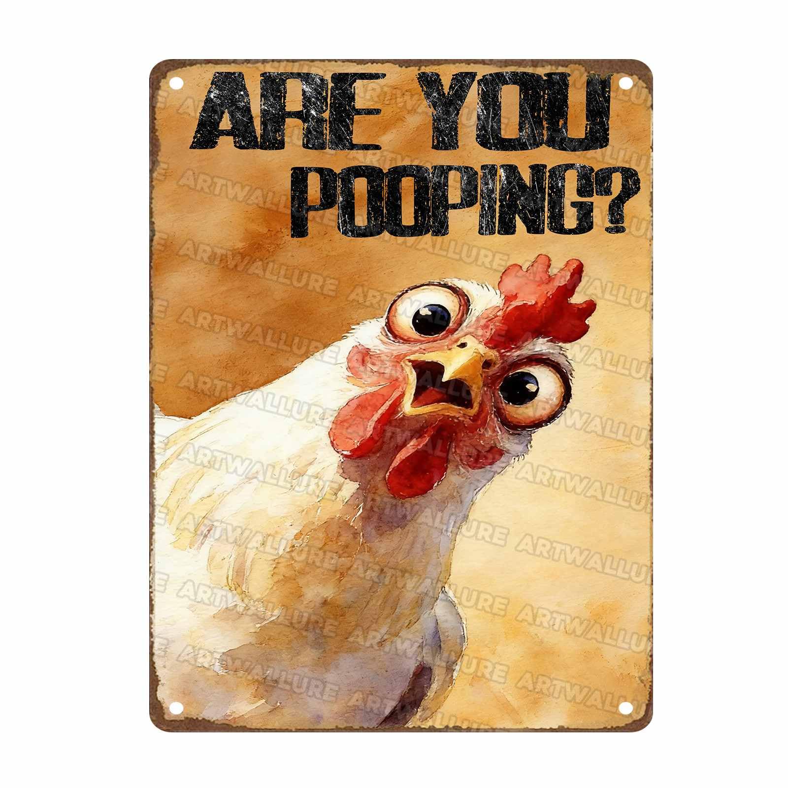 Metal Are You Pooping Sign Funny Chicken Wall Decor for Home Bathroom Poster Restroom Toilet Washroom 12x16Inch