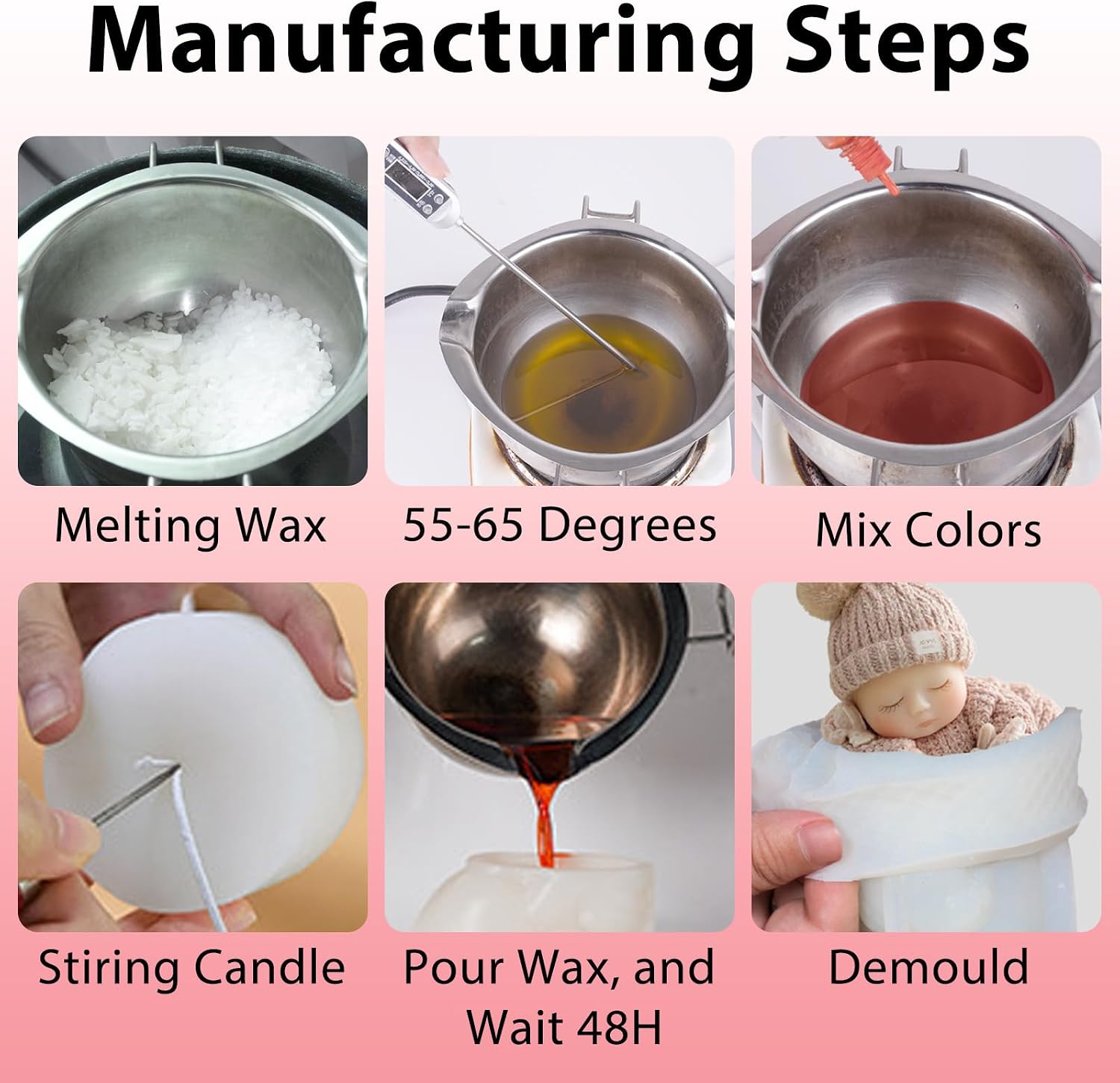 Sleeping Baby Candle Mold, Baby Shower Chocolate Silicone Molds for Candle Making, Epoxy Resin Casting Molds for Handmade DIY Soap & Party Cake Candy Home Desk Decor Craft Supplies