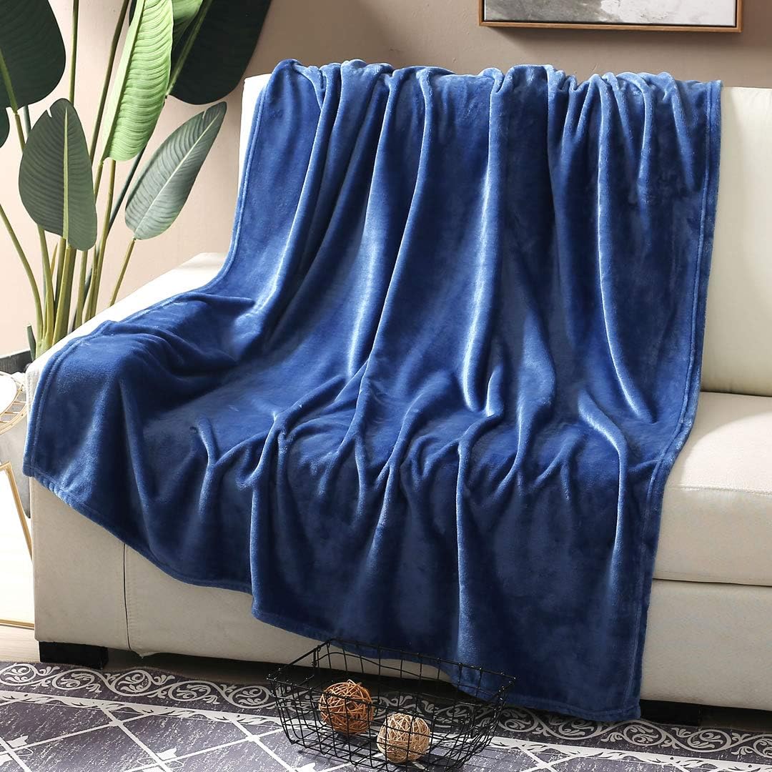 Oaken-Cat Navy Blue Flannel Blanket Throw Size - Lightweight All Season Bed Blanket Soft Plush Throw Blanket fit Couch Sofa (50"x60", Dazzling Blue)