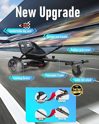 Miniatura 5 de Gyroor Accesorio de asiento para aeropatineta, accesorio de kart con longitud de marco ajustable, compatible con aeropatineta de 6.5 pulgadas, 8