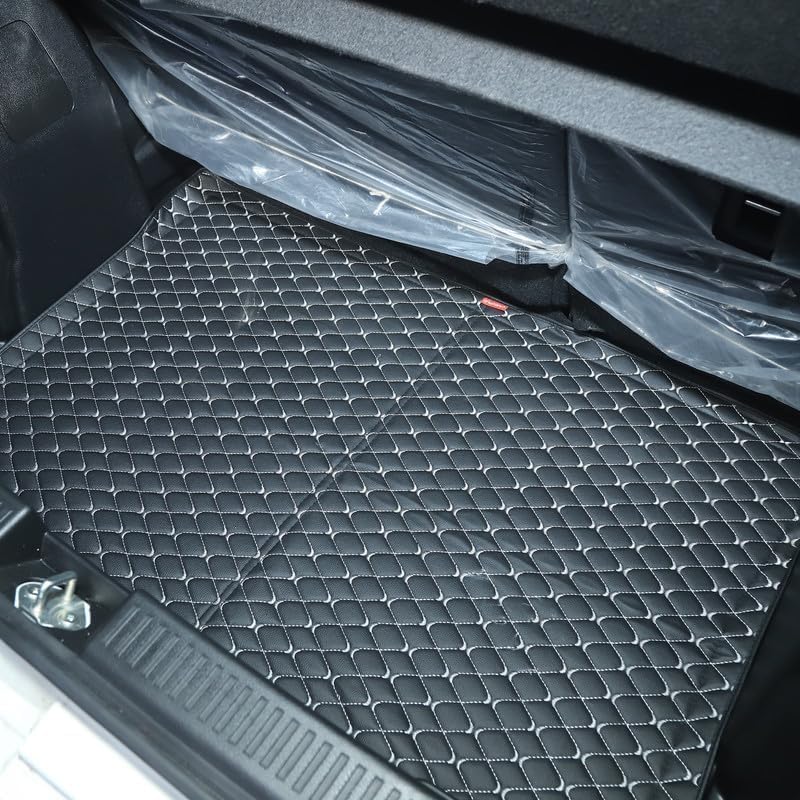 Image of 3 Layer Heat /Water Proof PU Leatherite Car Trunk /Boot /Dicky Mat for (Black and Silver Leather, TATA CURVV)