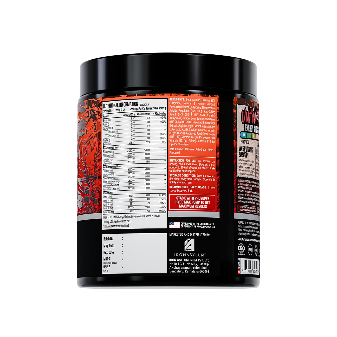 Prosupps HYDE Xtreme - Hard Hitting Energy Pre Workout Supplement | Caffeine, Beta-alanine, Creatine HCl, L-arginine | For Muscle Pump, Vascularity, Strength and Focus | 30 servings (Fruit Punch) — Amazon image 4