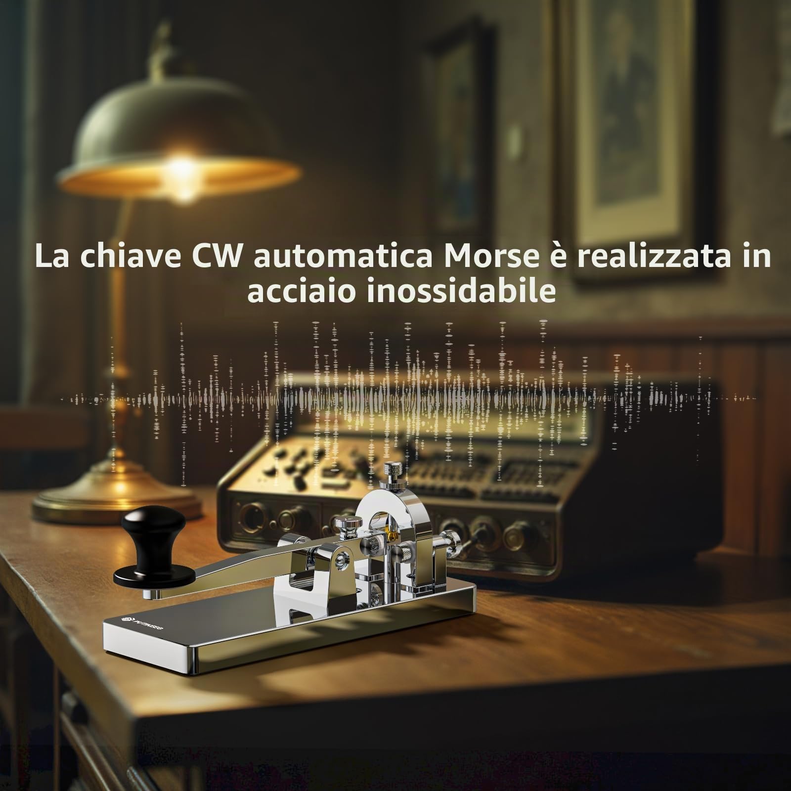 CW Telegraph Key – Chiave classica in acciaio inox con codice Morse, onde corte, radio a onde corte, per fare pratica con telegramma, oscillatore, chiave diritta (argento)