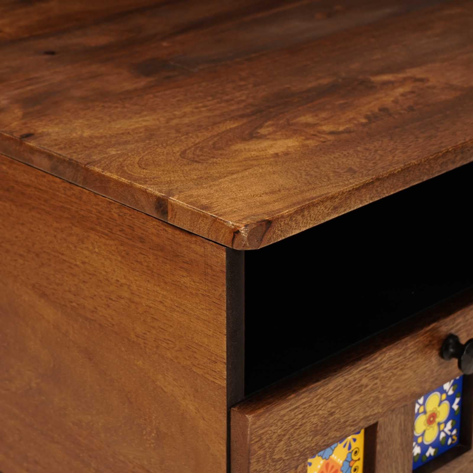 Mueble TV de madera mango macizo 70 x 33 x 46 cm con almacenamiento