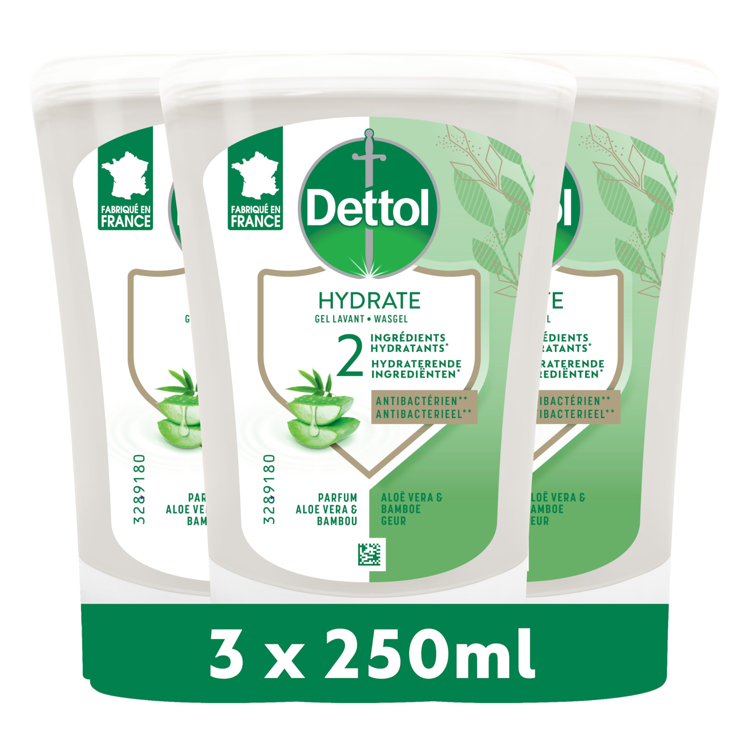 Dettol soap refills hands kit no touch - perfume aloe vera - 250ml refill pack of 3