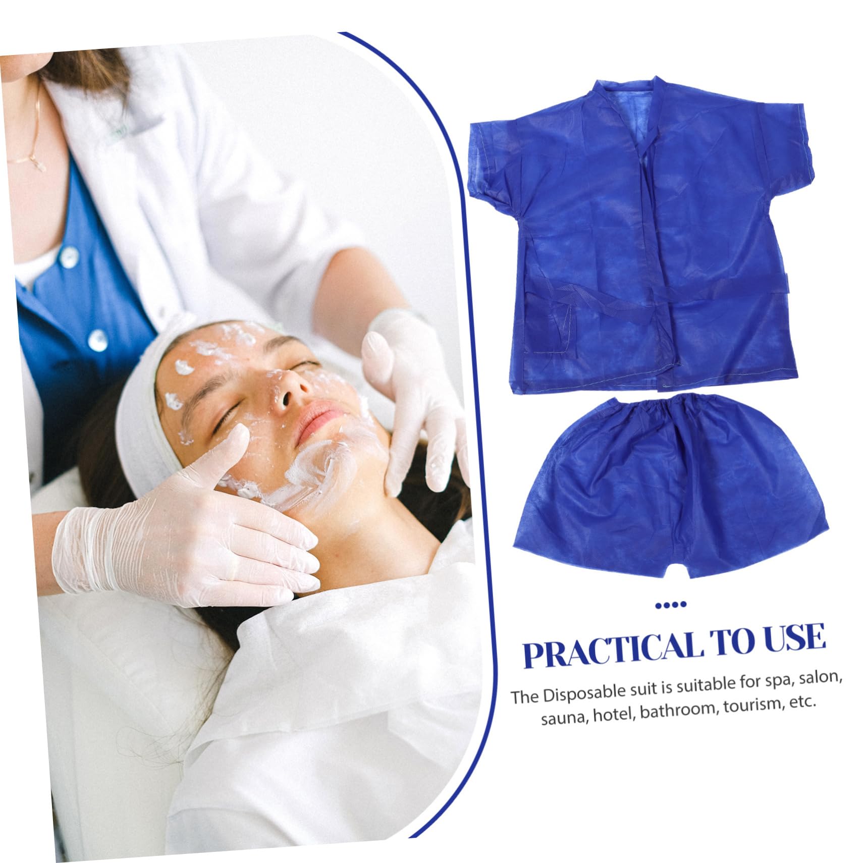MILISTEN Saunaanzug Damen SPA-Schwitzanzug Saunakleidung für Schönheitssalons Spa-Wrap aus Vliesstoff Schweiß Saunaanzug Herren Einmaliger Trainingsanzug Polyester (Polyester) Blue