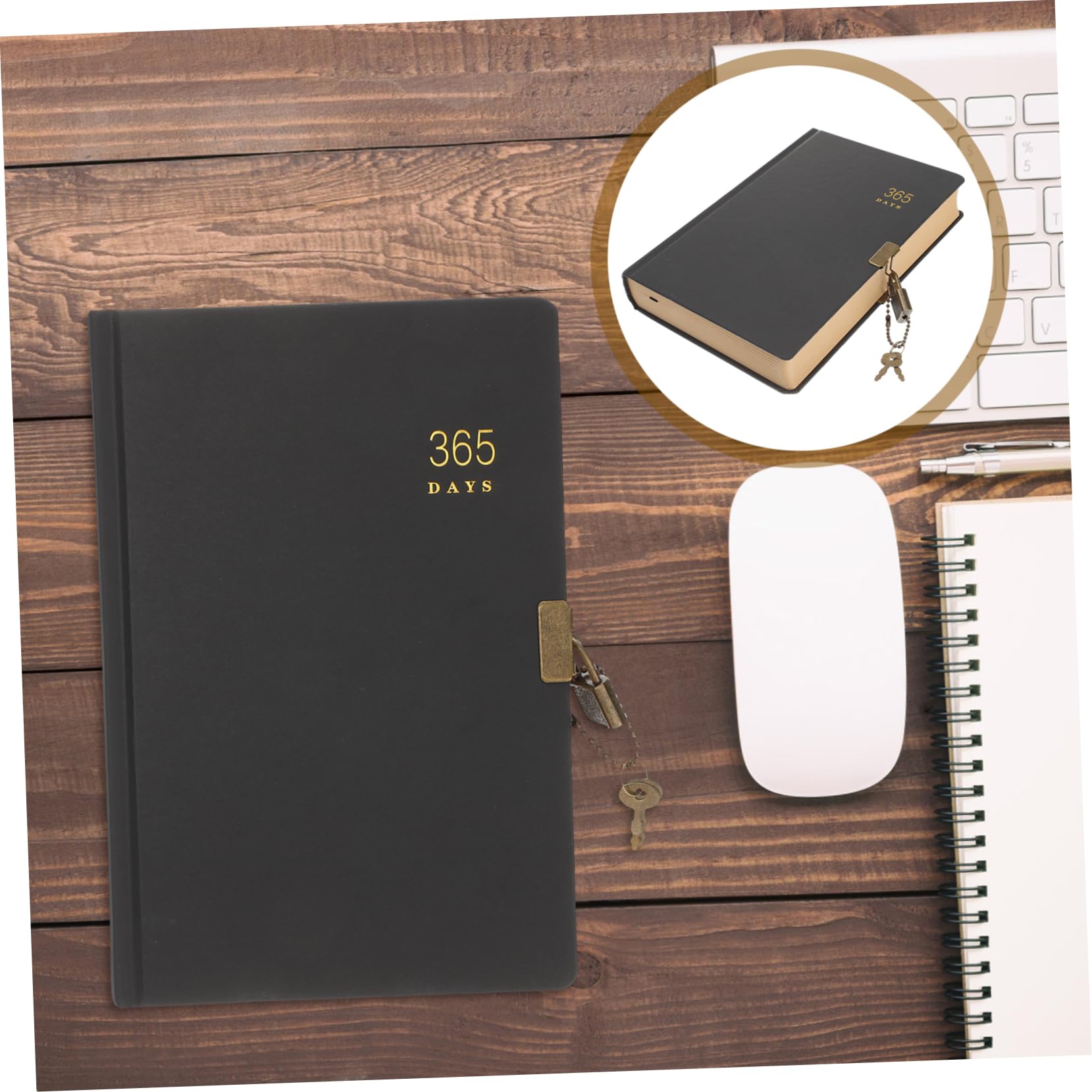 Quaderno con Lucchetto, Diario Personale da 365 Giorni, Portatile, in Carta, per Scuola, Ufficio, Pensieri e Schizzi Stile Casuale