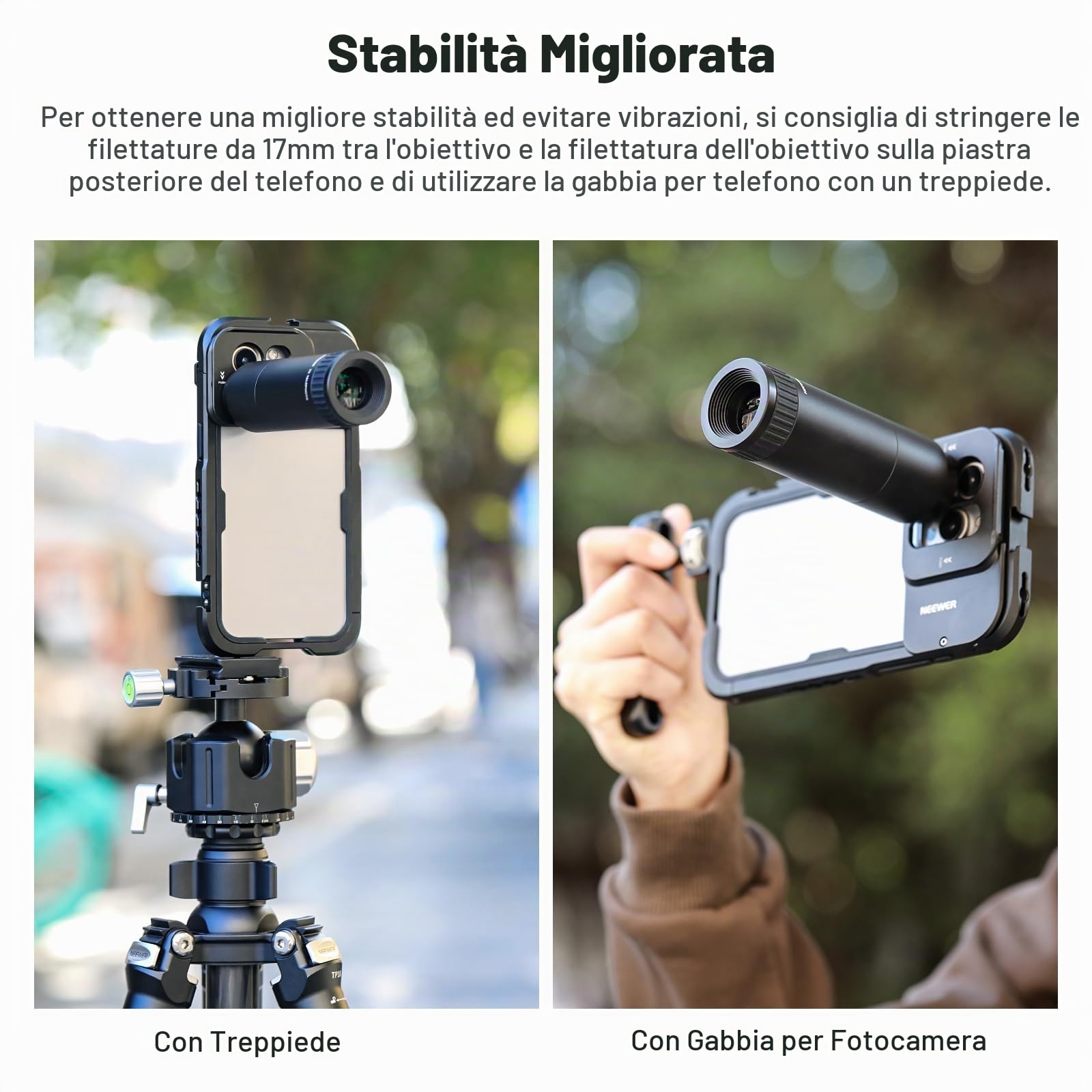 NEEWER Teleobiettivo HD Solo per piastra posteriore con filettatura da 17 mm, 7 x con 15 elementi 12 gruppi, compatibile con SmallRig NEEWER iPhone Samsung Gage con adattatore obiettivo 17 mm, LS-36