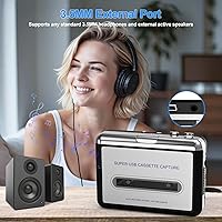 Vista 5 de Personal Cassette Player, Convert Tape to MP3 Digital, Walkmaner Portable Tape Recorder with Auto-Reverse