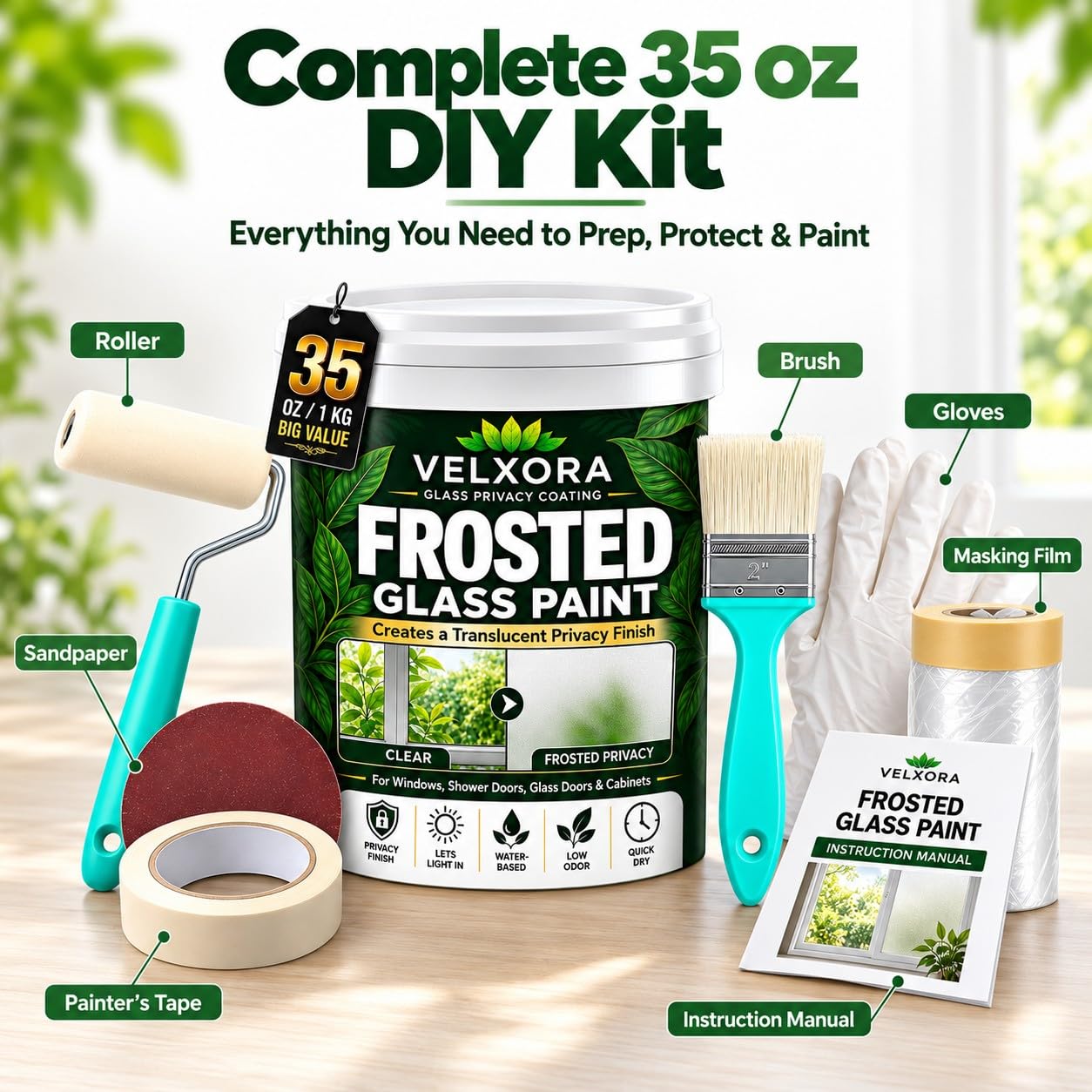 Frosted Glass Paint - Privacy for Doors & Windows -6 Frosted Glass Paint - Privacy for Doors & Windows -6