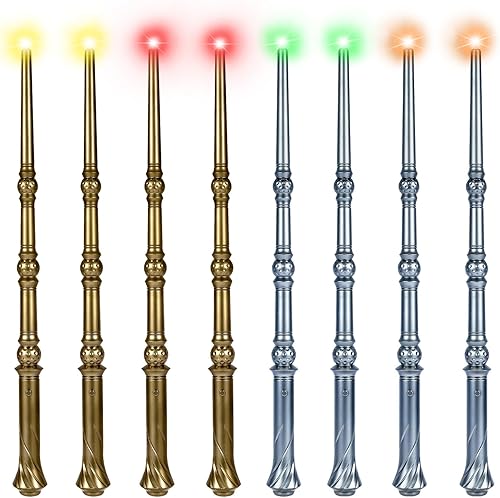 Miniatura 7 de Varita de mago iluminadora mágica con sonido, accesorio para disfraz de fiesta, cosplay, paquete de 2, color marrón