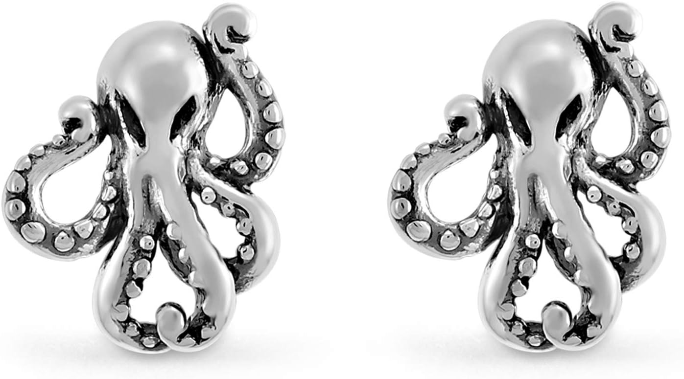Jewelry Sterling Silver Octopus Stud Earrings