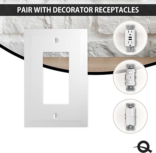 Miniatura 53 de Questech Cubiertas de tomacorrientes, placas de pared dúplex individuales, placas de interruptor de 1 banda, tamaño estándar, cubiertas de toma