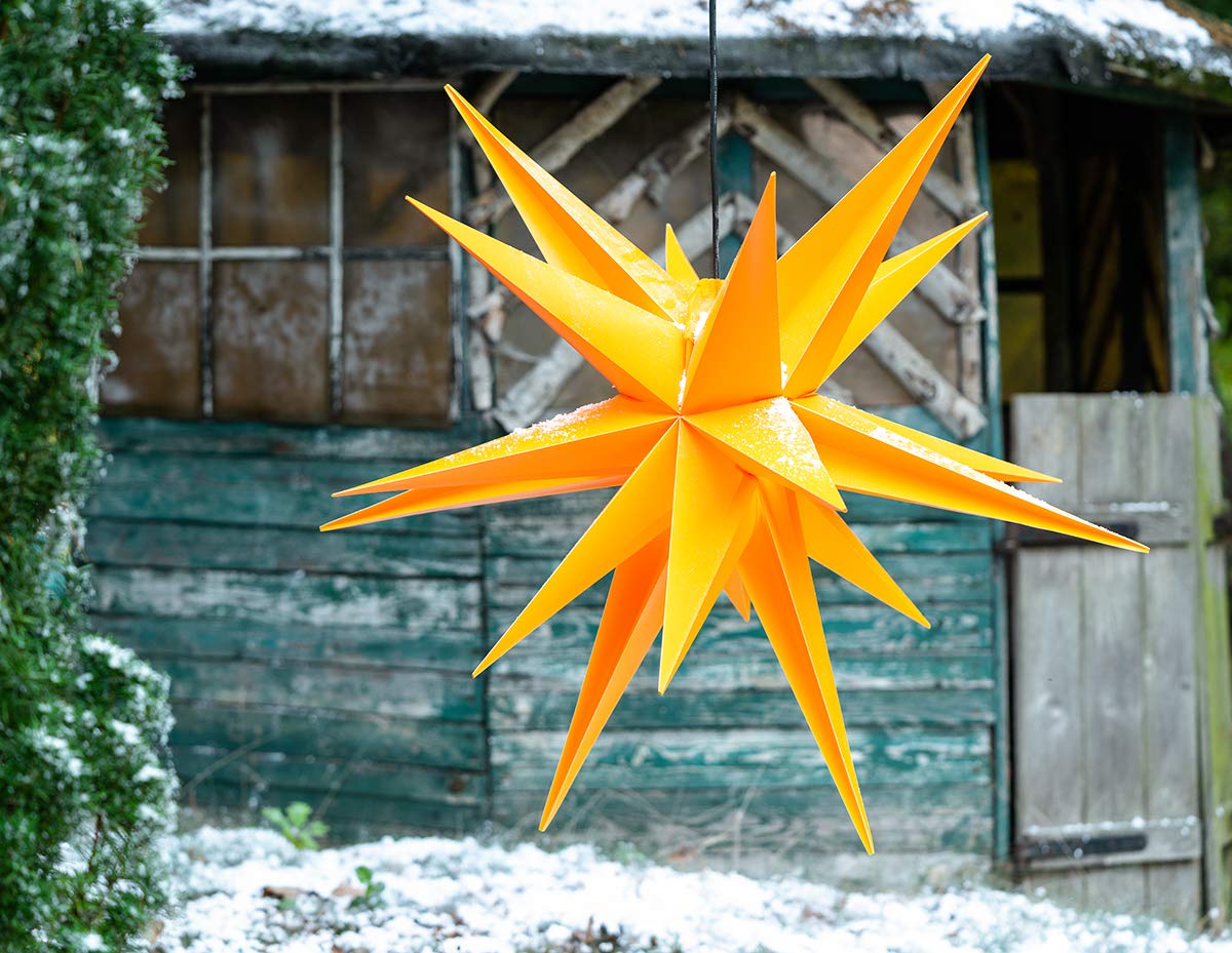 LED WEIHNACHTSSTERN 3D XXL 100 cm INKL. LED-LEUCHTMITTEL (auswechselbar) | Faltstern Außenstern Adventsstern wetterfest für außen und innen 4m Kabel von Dekowelt (Gelb)