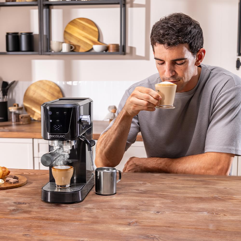 Cecotec Ekspres do kawy do espresso i cappuccino Power Espresso 20 Touch. 1350W, 20 barów, ekran dotykowy, parowiec, zbiornik na wodę 1 l, termoblok, podgrzewacze, taca ociekowa, akcesoria