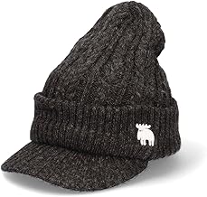 Mozu CABLE VISOR KNIT CAP Cable Knit Hat with Brim for Adults
