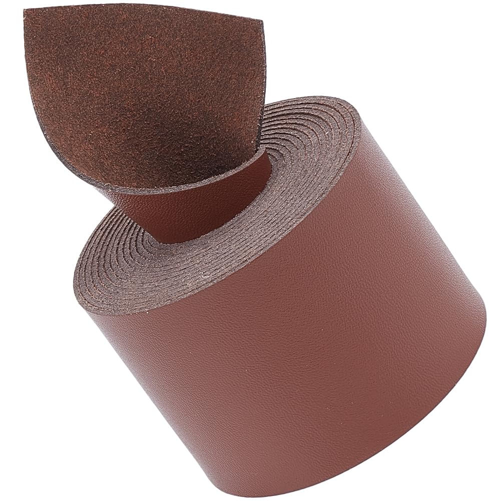 GORGECRAFT 2 Inch Wide Leather Strap 79 Inch Long Imitation Leather Strips Flat Leather Cord Lychee Grain Leather Threads for DIY Crafts Guitar Belt Jewelry Making Tooling Workshop