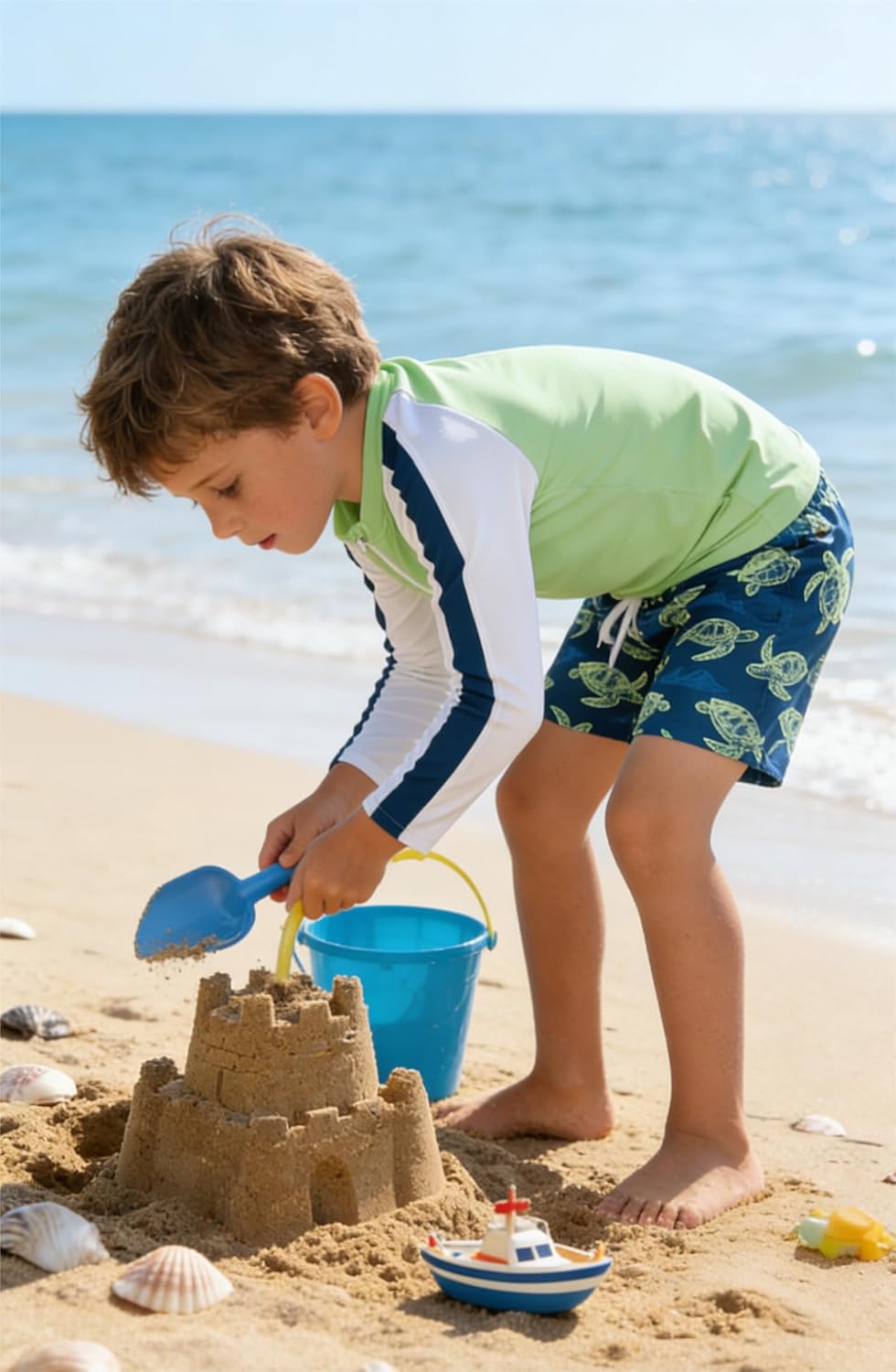 Boys Two Piece Swim Set Zipper Rash Guard Swimsuits Long Sleeve Bathing Suit for 4-12 Years - Image 4