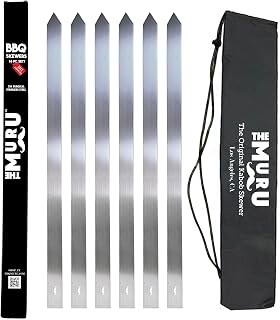 Muru Skewers - The Original Kabob Skewers, 304 Stainless Steel 1.25" Thick for Even Cooking - Heavy-Duty BBQ Grill Skewers, Reusable & Easy to Clean