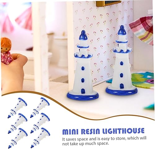 Miniatura 5 de Toyvian 10 piezas de mini faro, decoración del hogar, figuras mediterráneas, adornos, casas, accesorios pequeños, accesorios para la playa
