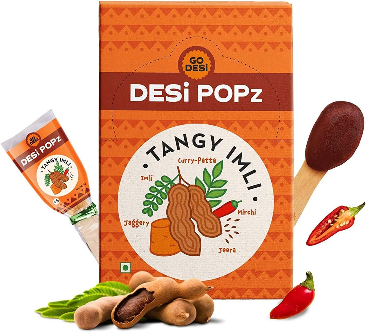 GO DESi Tamarind Lollipops | 50 Pieces | Fruit Candy | Desi Pops | 450 gm | Spicy (Sweet and Sour)