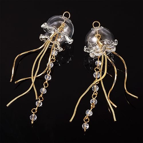 Miniatura 7 de Pandahall - 2 colgantes de cristal de medusa, borlas de medusa, colgantes de gota para decoración de joyas y decoración del hogar (transparente)