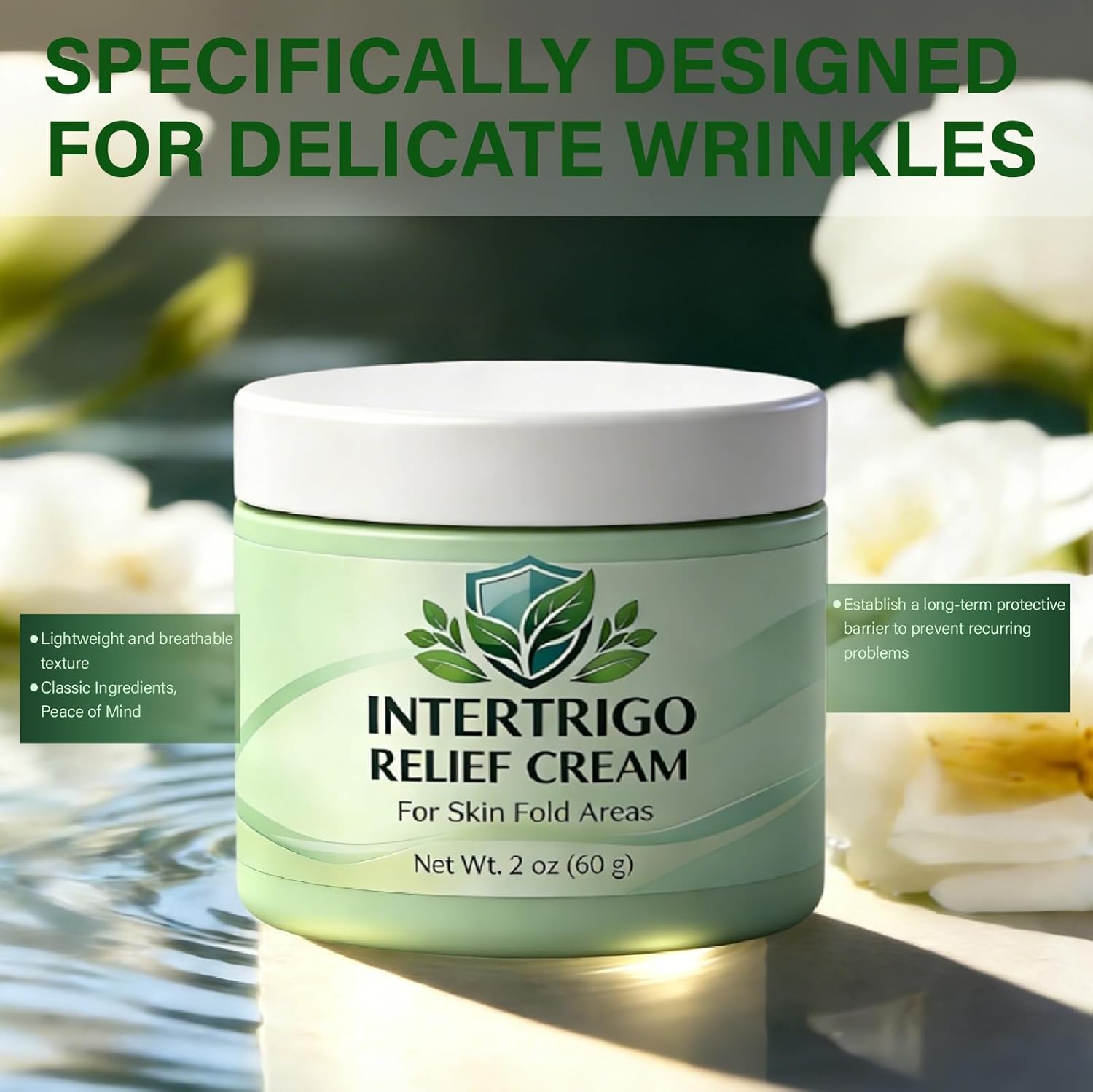Intertrigo Cream - Intertrigo Barrier Cream With Zinc Oxide & Undecylenic Acid, Helps Support Skin Comfort, Reduce Moisture & Friction - 2 Oz (1, 1)
