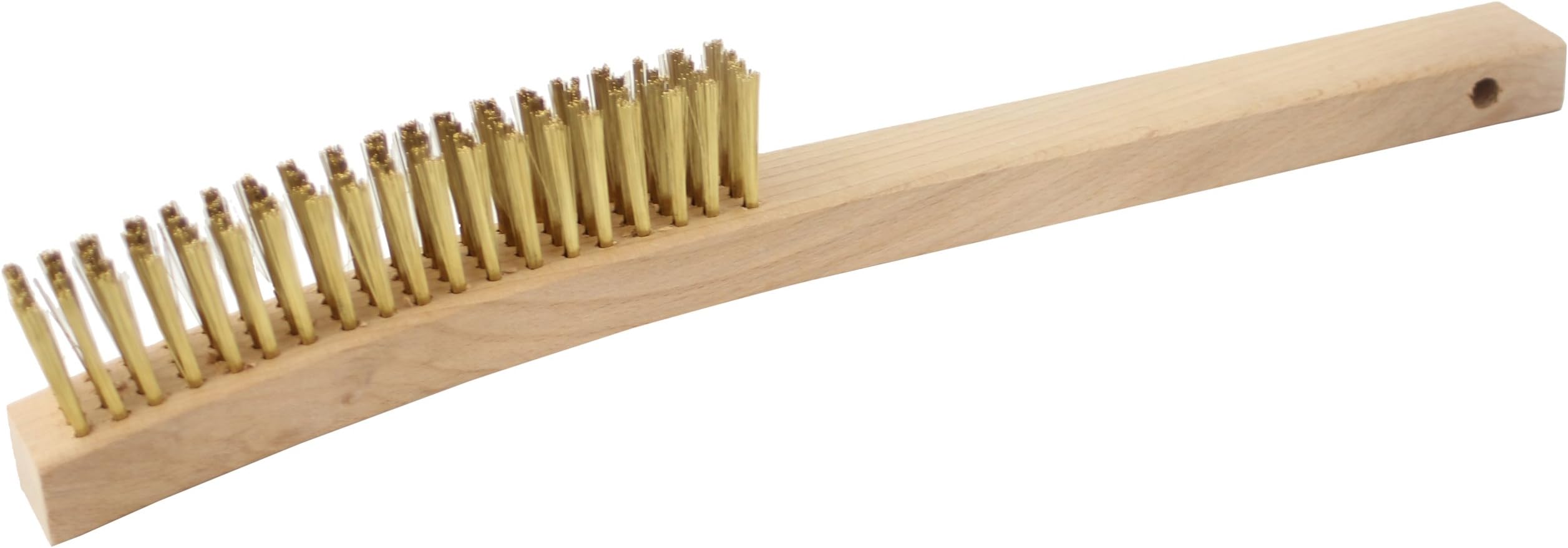Wire Scratch Brush, Brass, 0.006" Wire Diameter, 7-1/4" Length, 1/2" Bristle Length, 1/2" Brush Face Width (Pack of 12)