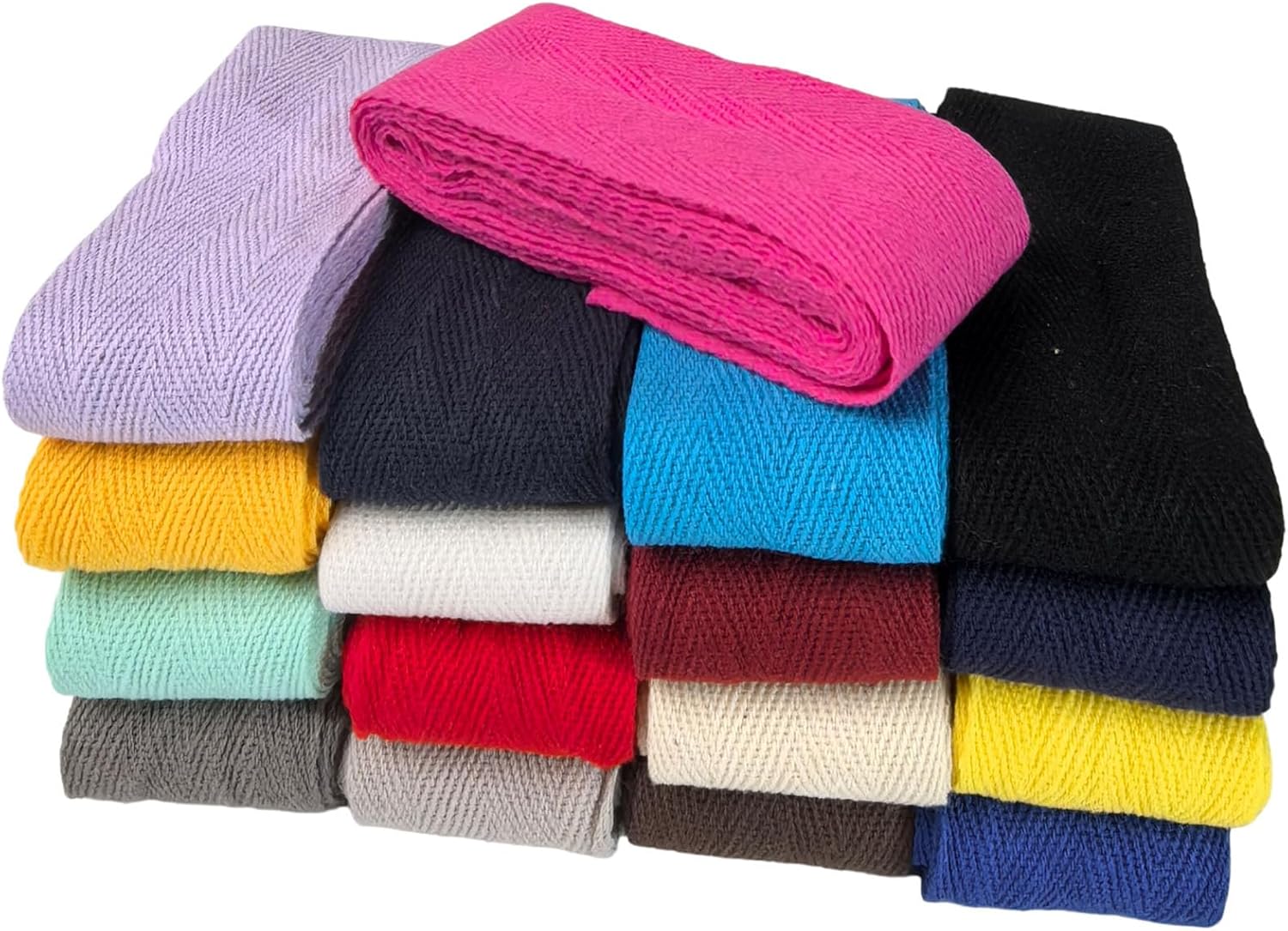 1 1/2 Inch Soft Colored Natural Cotton Twill Ribbon Trim - 34 Yards Herringbone Binding Twill Tape for Sewing, Knit Fabrics, Gift Wrapping, DIY Crafts (Mixed 17 Color)