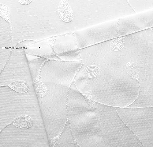 Miniatura 5 de Miuco - Cortinas con ojales de lino sintético, semitransparentes, bordadas con flores, para sala de estar