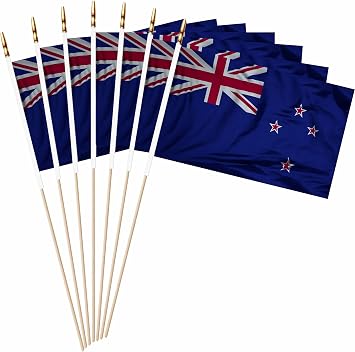 20 Pack Small Mini New Zealand Flag on Wooden Stick Miniature Handheld New Zealander Kiwi Flags Decorations,5x8 Inch