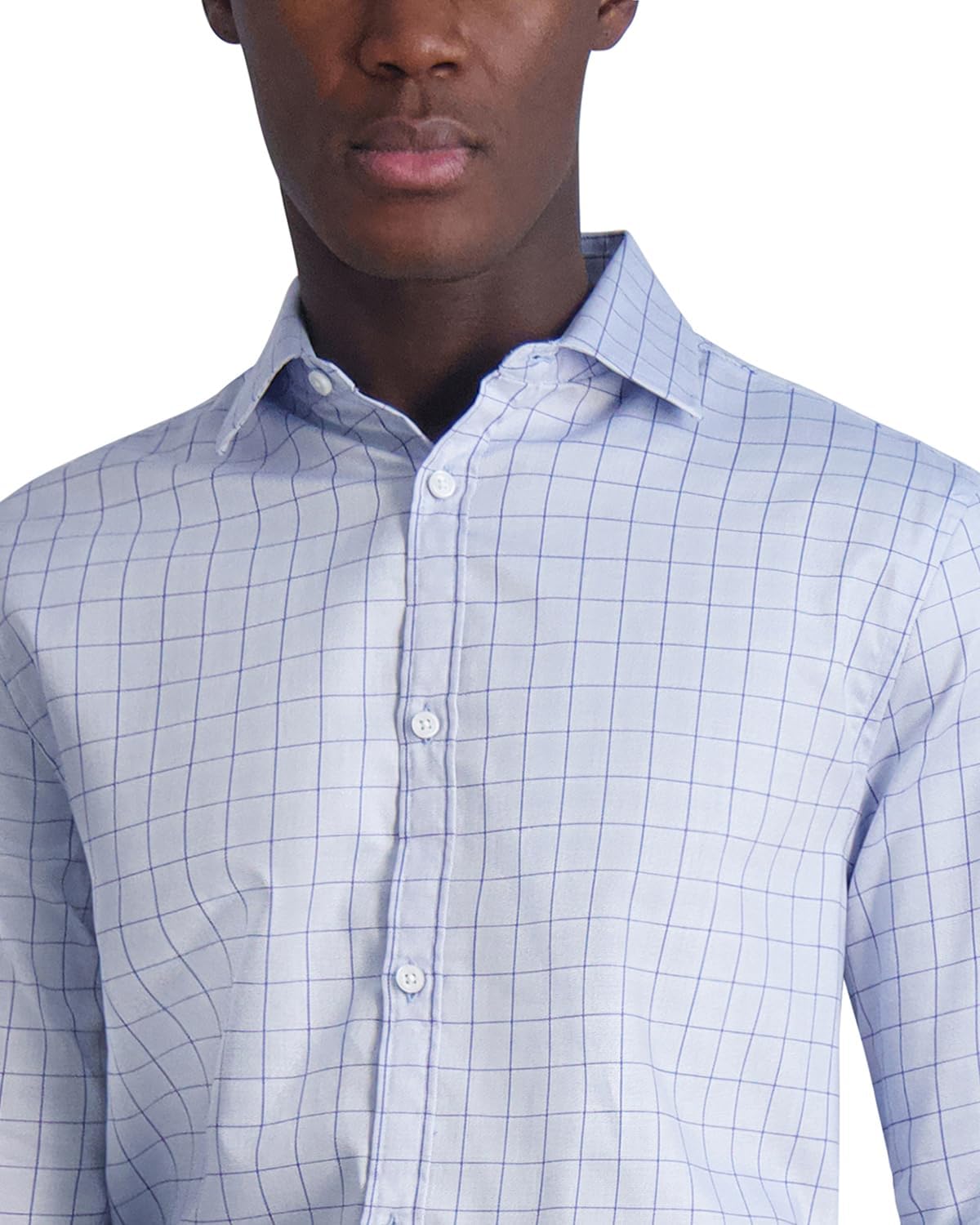 KARL LAGERFELD Men's Window Pane Dobby Long Sleeve Dress Shirt
