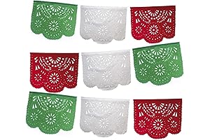 Fiesta Brands 4-Count Mexican Papel Picado Banner, "Tri Color", Green White and...