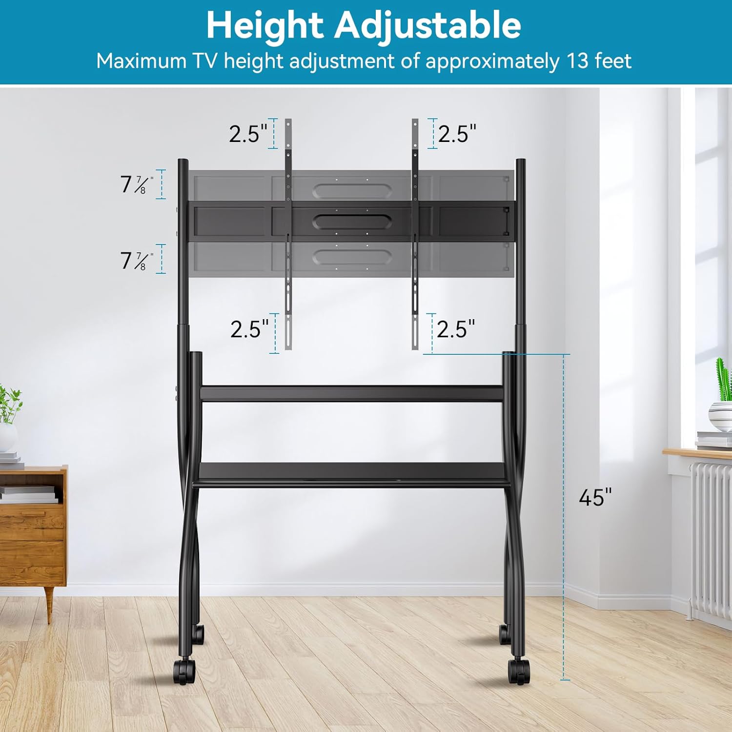 HKMLC Smart Board Stand with Wheels, Mobile Portable Stand for 55”– 86” Interactive Whiteboard, Design for Office Classroom Home