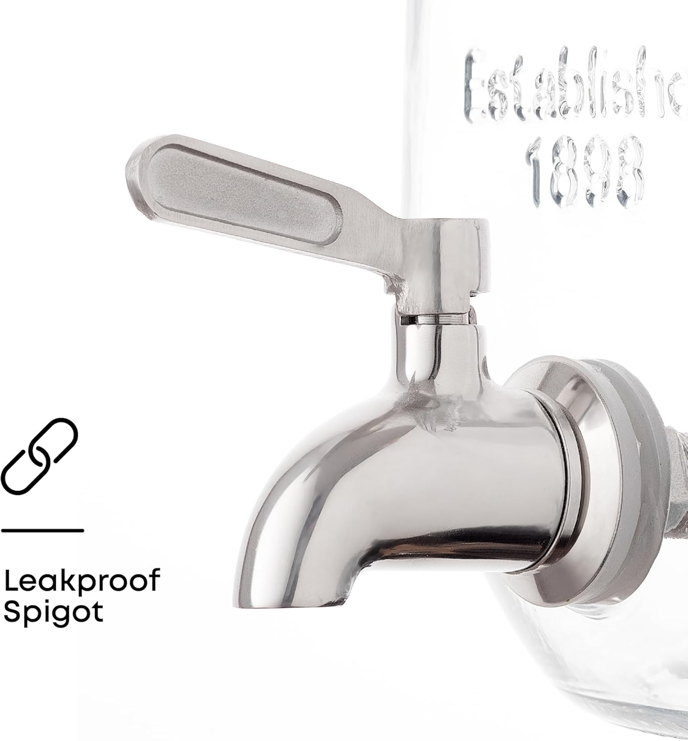 1-Gallon Drink Dispenser. Glass Beverage Dispenser with Stainless steel Spigot plus Ice Cylinder and Fruit Infuser! Water Dispenser, Lemonade Stand, Juice Container - Drink Dispensers for Parties - Image 4