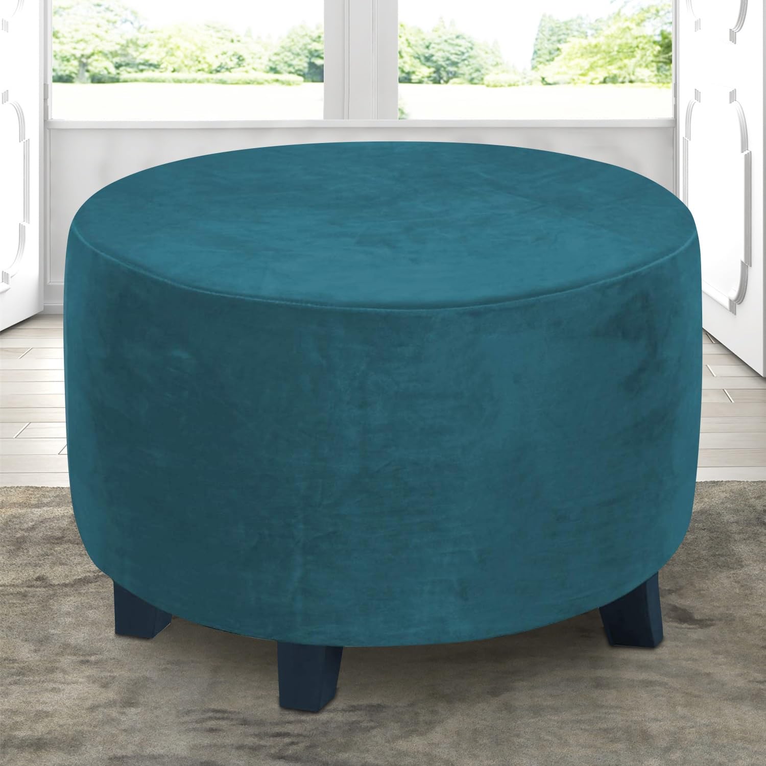 Housse Extensible Pour Pouf Ou Ottoman - Velours Doux Et Résistant Pour Forme Carrée, Ronde Ou Rectangulaire