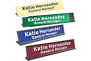 2" x 10" Personalized Office Name Plate Embroidered with Wall or Desk Aluminum Holder