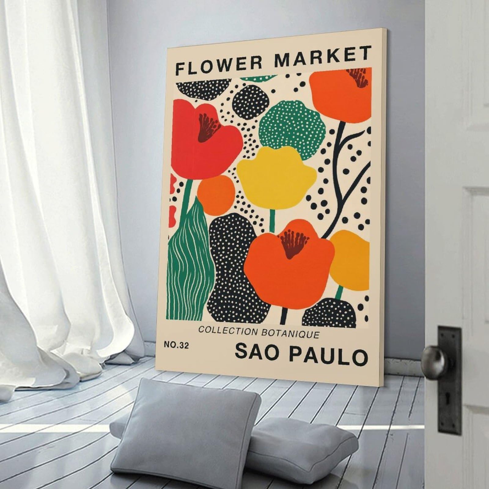 Junmoney Decorative Canvas Print Sao Paulo Flower Market Print, 16x24inch(40x60cm), for Home Office, Desk Area Or Studio, Home Office Artwork with Decorative Appeal